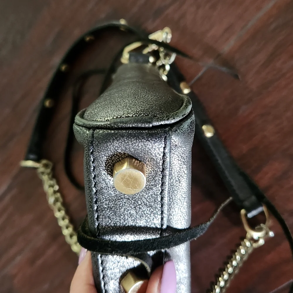 Rebecca MinkoffLeather Studded Chain Link Crossbody Bag